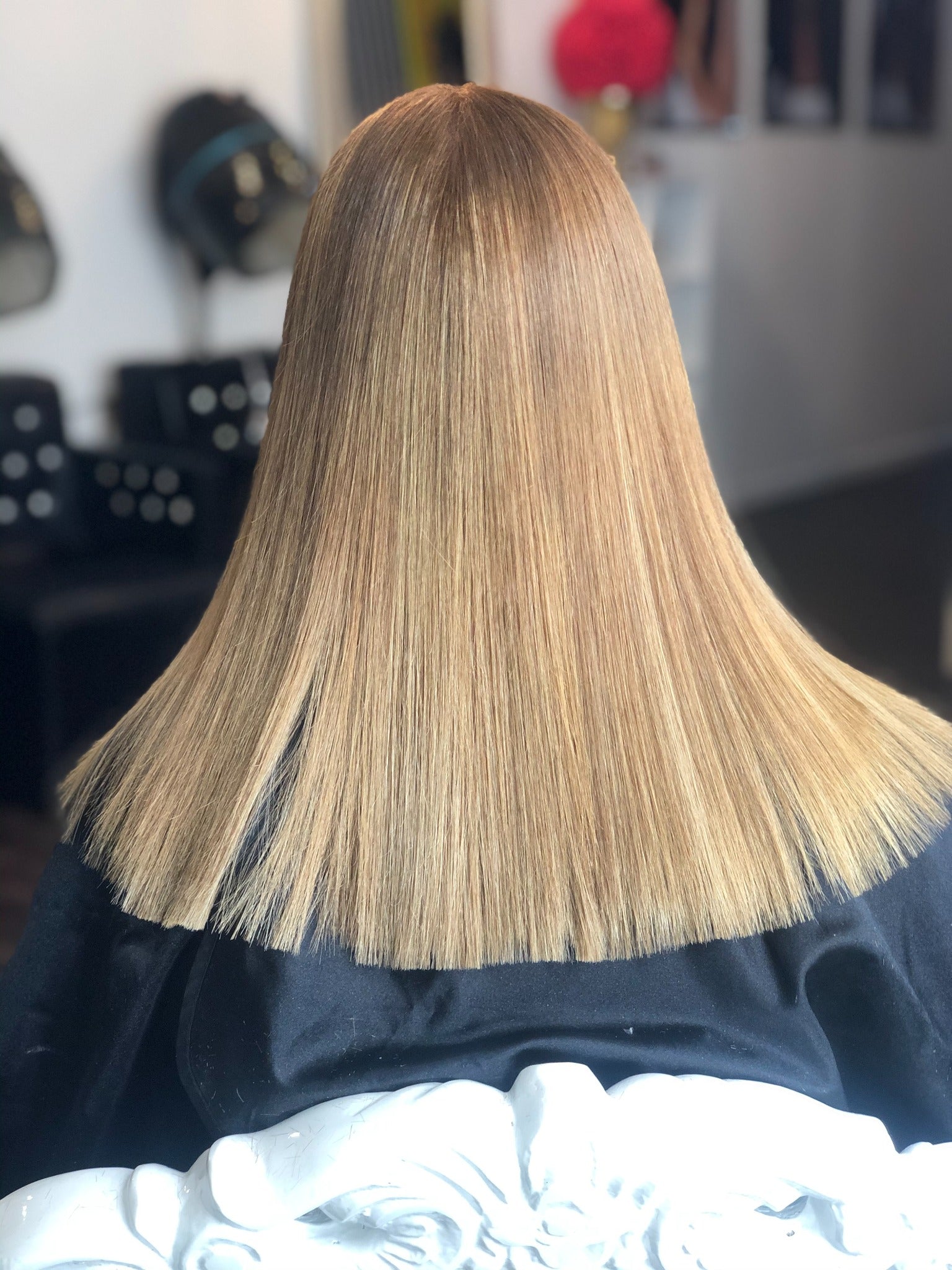 Straightened and colored natural hair