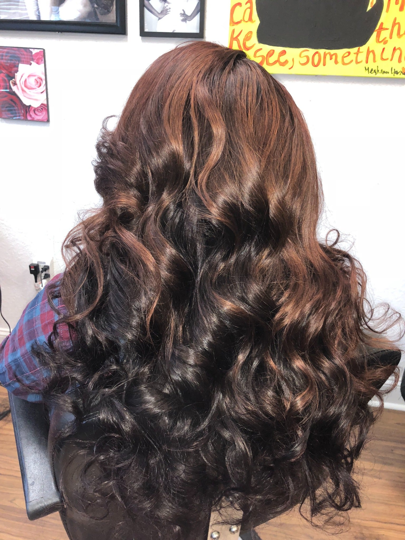 Finished wig install styled in soft waves; styling inspiration